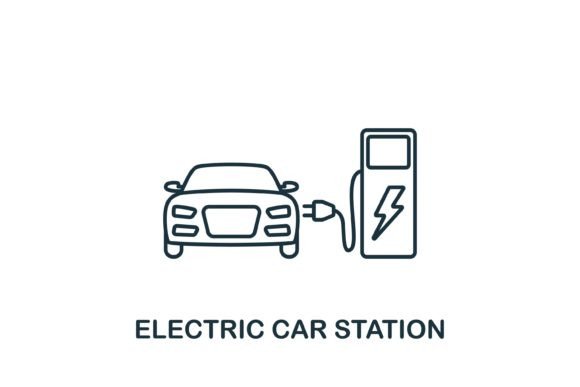 Electric Car Station Icon Graphics and Icons
