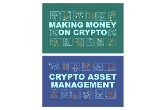 Making Money on Crypto Word Concept Set: Graphics for Branding